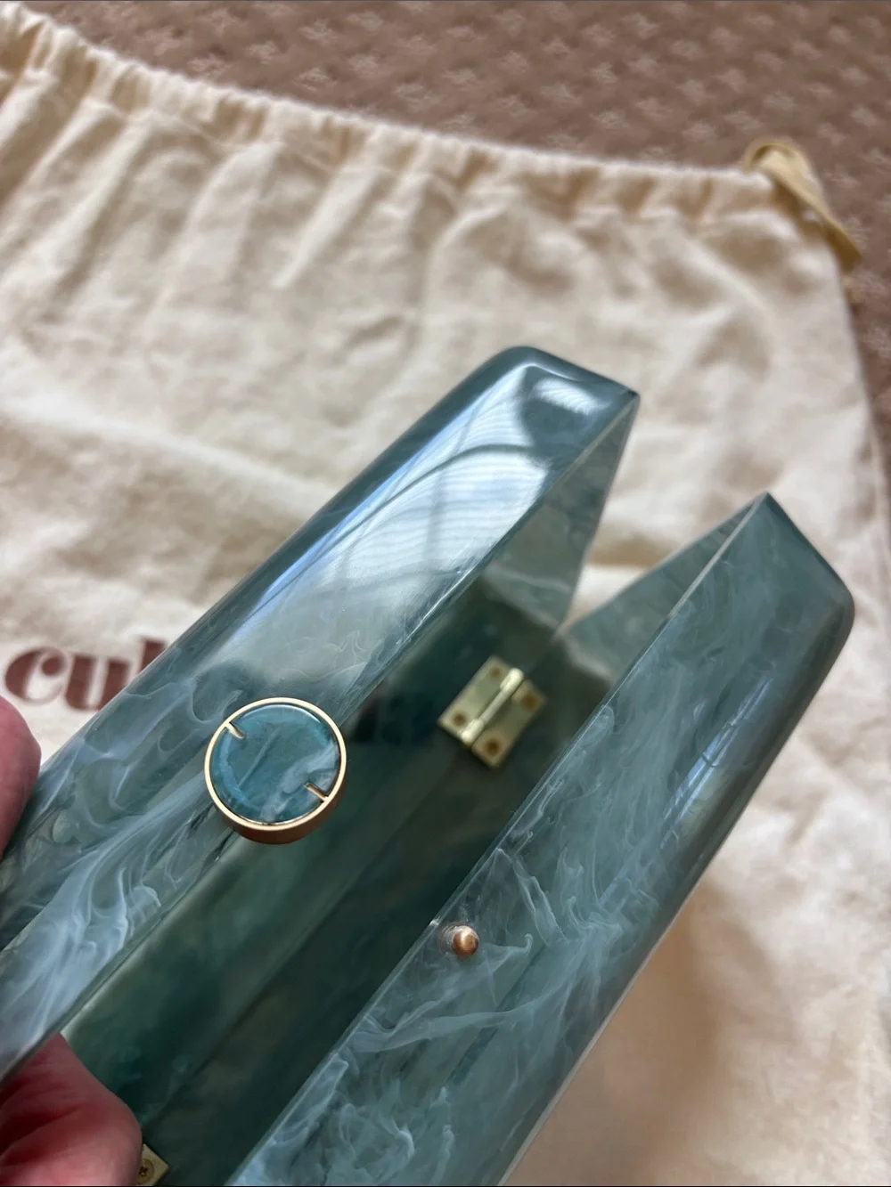 Cult Gaia Enid Clutch in Sea Spray